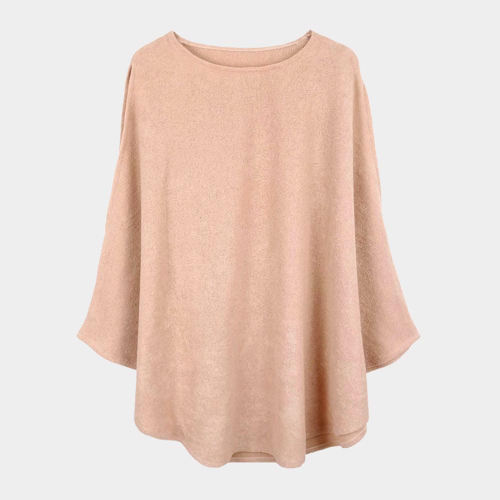 Pink Open Shoulder Solid Poncho - Jewelry Store by Erik Rayo