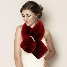 Load image into Gallery viewer, Burgundy Faux Fur Bling Pull Through Scarf
