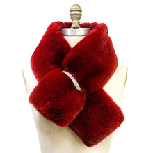 Load image into Gallery viewer, Burgundy Faux Fur Bling Pull Through Scarf
