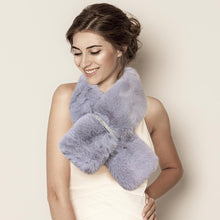 Load image into Gallery viewer, Gray Faux Fur Bling Pull Through Scarf
