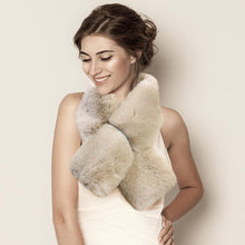 Load image into Gallery viewer, Ivory Faux Fur Bling Pull Through Scarf
