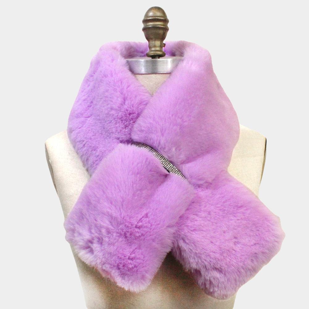 Lavender Faux Fur Bling Pull Through Scarf - Jewelry Store by Erik Rayo