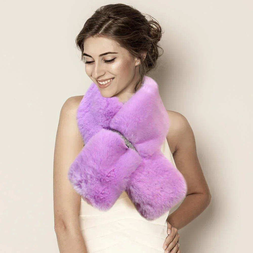 Lavender Faux Fur Bling Pull Through Scarf - Jewelry Store by Erik Rayo