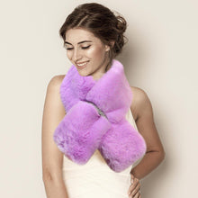 Load image into Gallery viewer, Lavender Faux Fur Bling Pull Through Scarf
