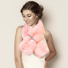 Load image into Gallery viewer, Pink Faux Fur Bling Pull Through Scarf
