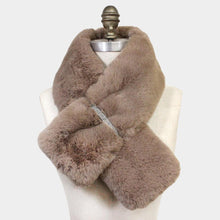 Load image into Gallery viewer, Tan Faux Fur Bling Pull Through Scarf
