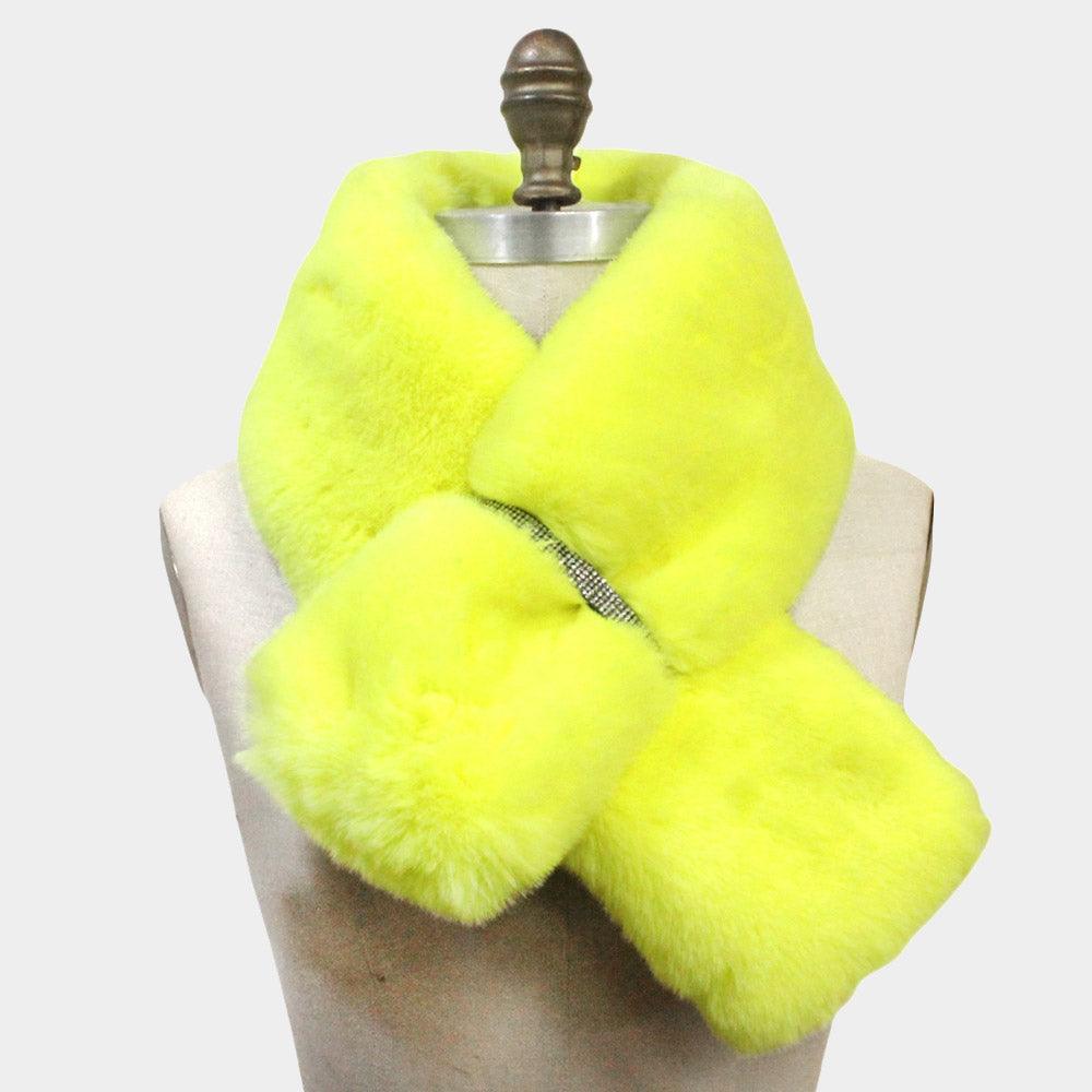 Yellow Faux Fur Bling Pull Through Scarf - Jewelry Store by Erik Rayo