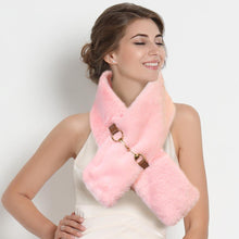 Load image into Gallery viewer, Pink Faux Fur Leather Pull Through Scarf
