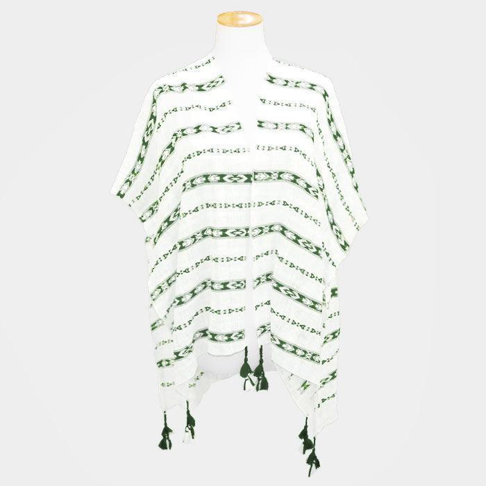 Mint Aztec pattern tassel poncho - Jewelry Store by Erik Rayo