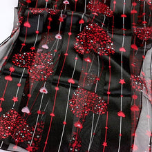 Load image into Gallery viewer, Black 6PCS - Silk Feel Satin Heart Bouquet Pattern Printed Scarf
