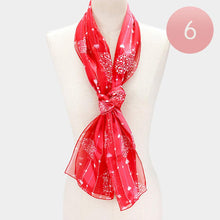 Load image into Gallery viewer, Red 6PCS - Silk Feel Satin Heart Bouquet Pattern Printed Scarf
