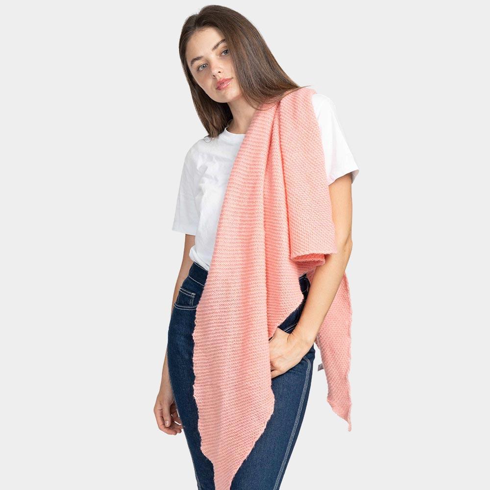 Pink Plain Solid Triangle Scarf / Shawl