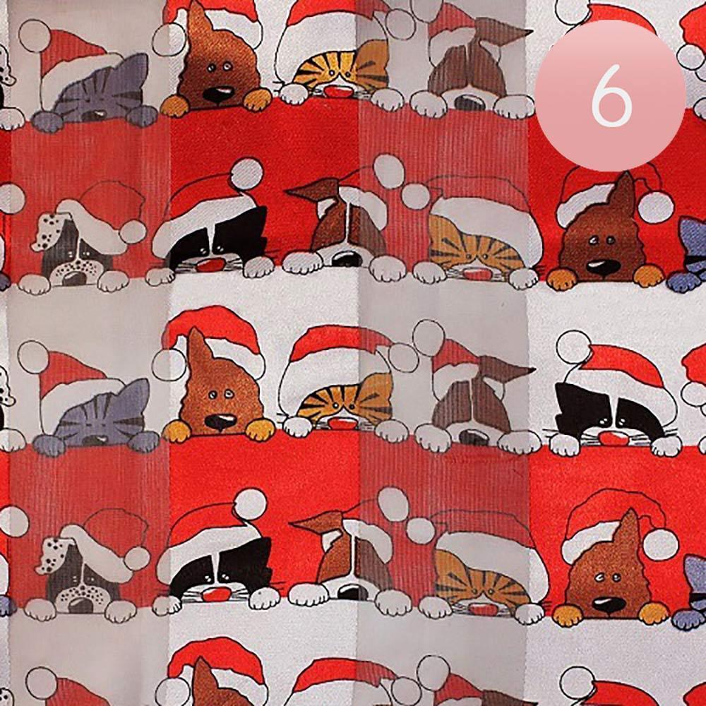 Red 6PCS - Silk Feel Satin Striped Christmas Cute Animal Pattern Print scarf - Jewelry Store by Erik Rayo