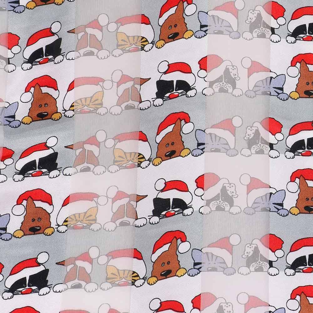 Silver 6PCS - Silk Feel Satin Striped Christmas Cute Animal Pattern Print scarf - Jewelry Store by Erik Rayo