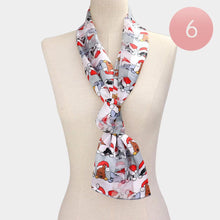 Load image into Gallery viewer, Silver 6PCS - Silk Feel Satin Striped Christmas Cute Animal Pattern Print scarf
