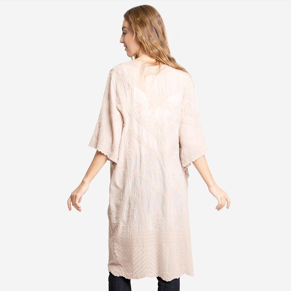 Beige Floral Patterned Lace Cover Up Kimono Poncho - Jewelry Store by Erik Rayo