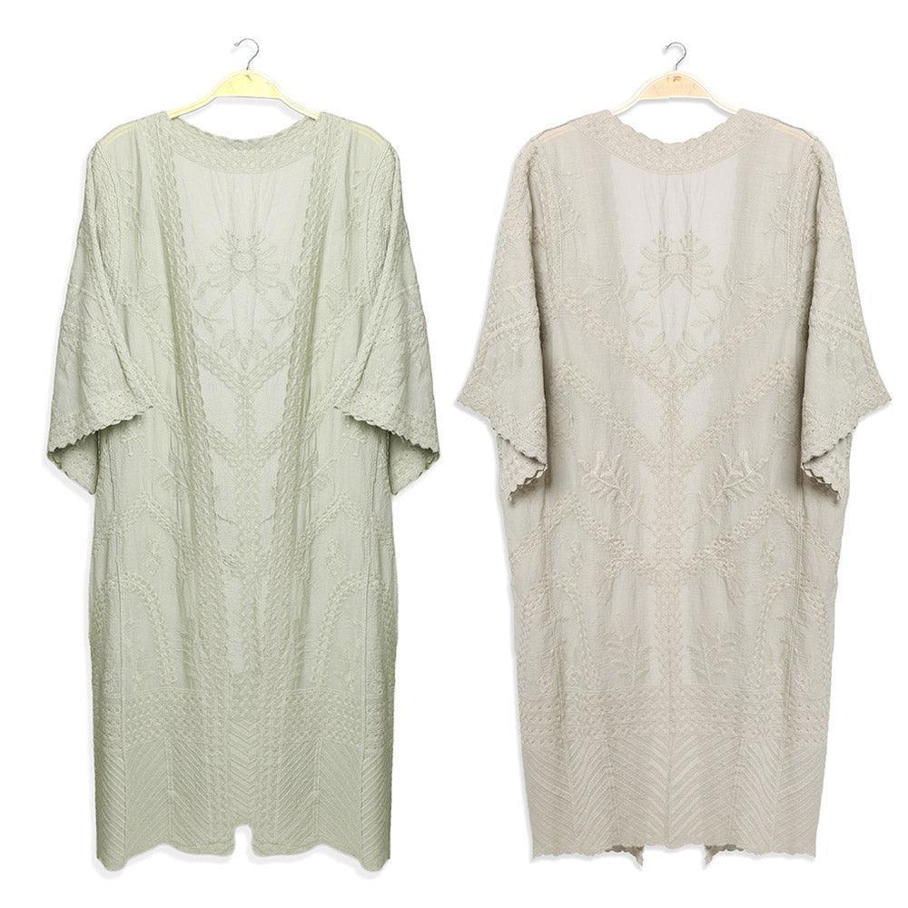 Green Floral Patterned Lace Cover Up Kimono Poncho - Jewelry Store by Erik Rayo