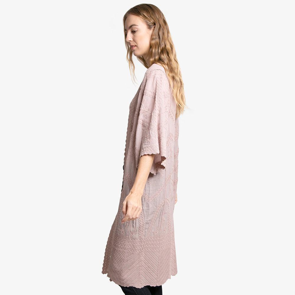 Pink Floral Patterned Lace Cover Up Kimono Poncho - Jewelry Store by Erik Rayo