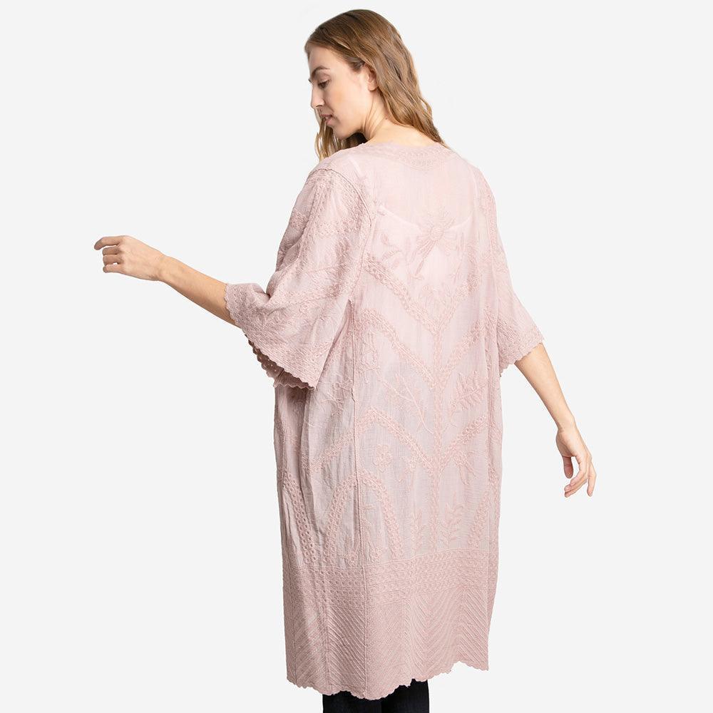 Pink Floral Patterned Lace Cover Up Kimono Poncho - Jewelry Store by Erik Rayo