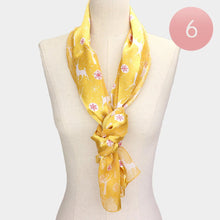 Load image into Gallery viewer, Gold 6PCS - Silk Feel Striped Reindeer Snowflake Print Satin Scarf
