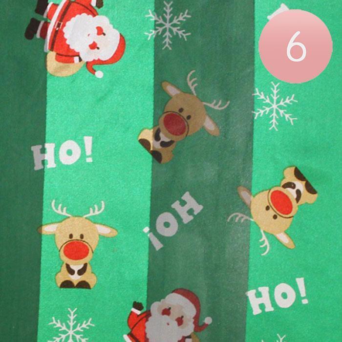 Green 6PCS - Silk Feel Christmas Santa Claus Pattern Print Scarf - Jewelry Store by Erik Rayo