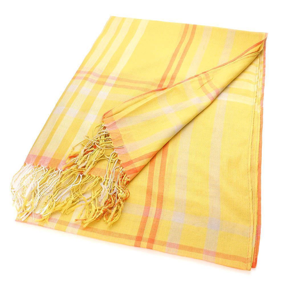 Yellow Plaid Check Patterned Oblong Scarf - Jewelry Store by Erik Rayo