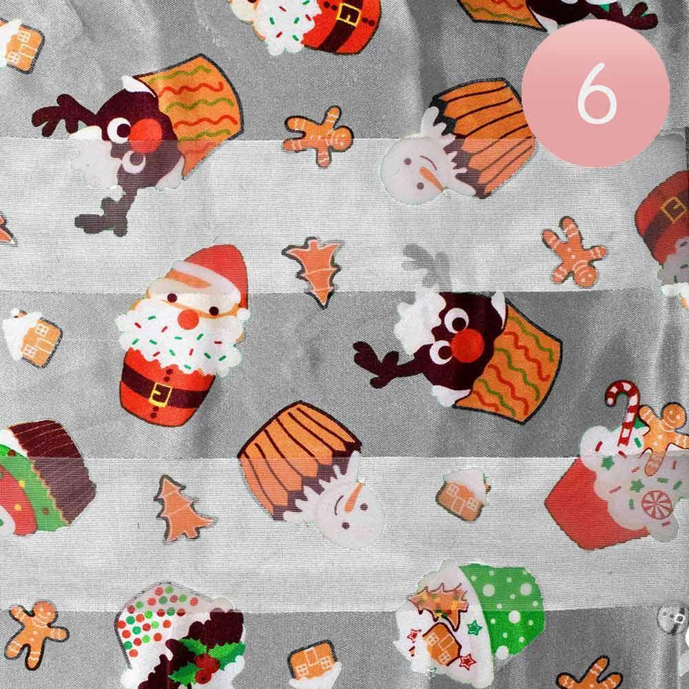 Silver 6PCS - Silk Feel Cute Christmas Pattern Print Scarf - Jewelry Store by Erik Rayo