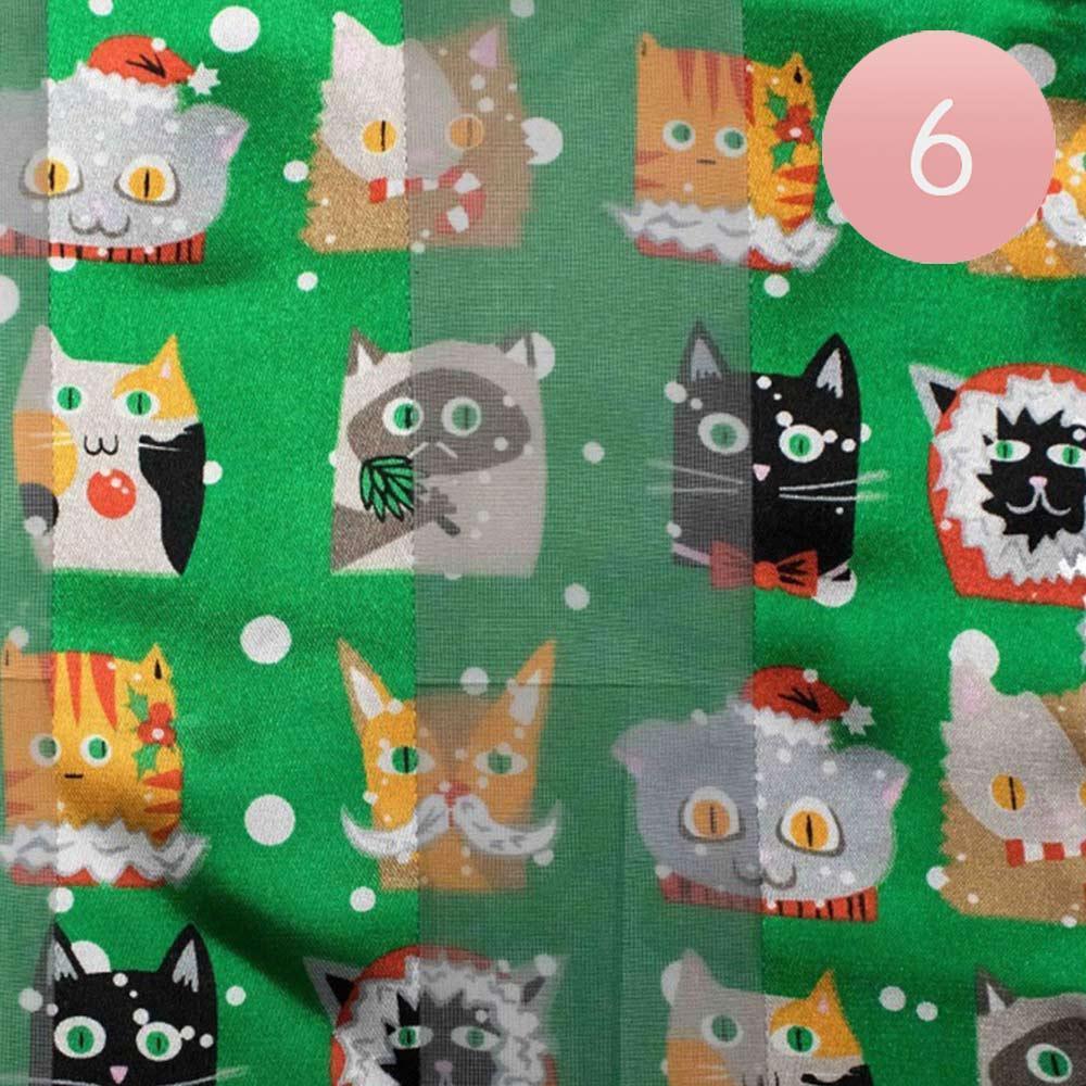 Green 6PCS - Silk Feel Christmas Cute Animal Pattern Print Scarf - Jewelry Store by Erik Rayo