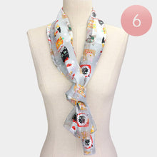 Load image into Gallery viewer, Silver 6PCS - Silk Feel Christmas Cute Animal Pattern Print Scarf
