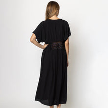 Load image into Gallery viewer, Black Lace Trim Long Cover Up Poncho
