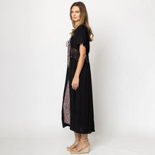 Load image into Gallery viewer, Black Lace Trim Long Cover Up Poncho
