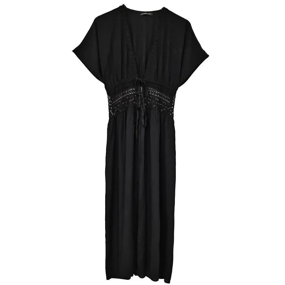Black Lace Trim Long Cover Up Poncho - Jewelry Store by Erik Rayo