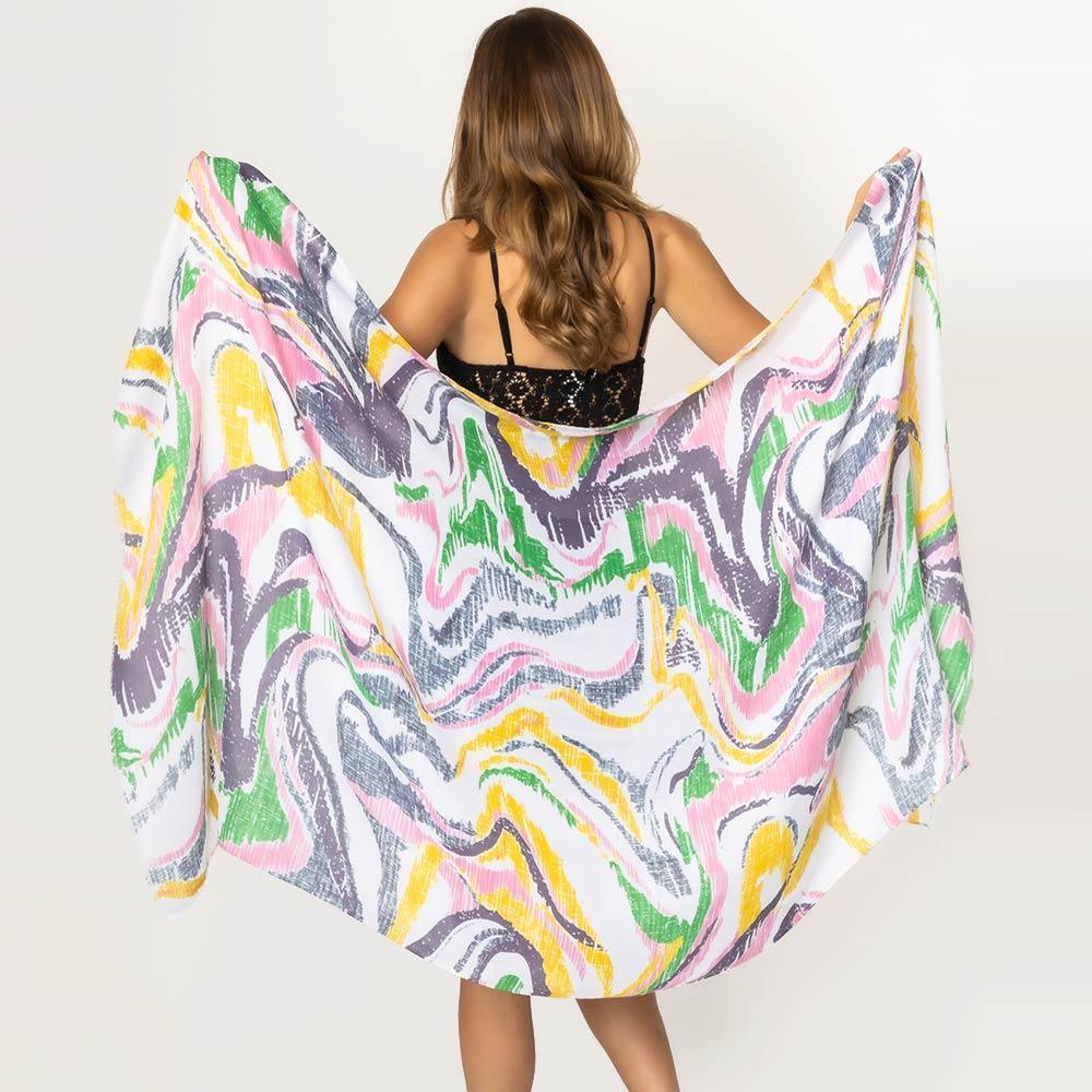 Pink Abstract Printed Oblong Scarf - Jewelry Store by Erik Rayo