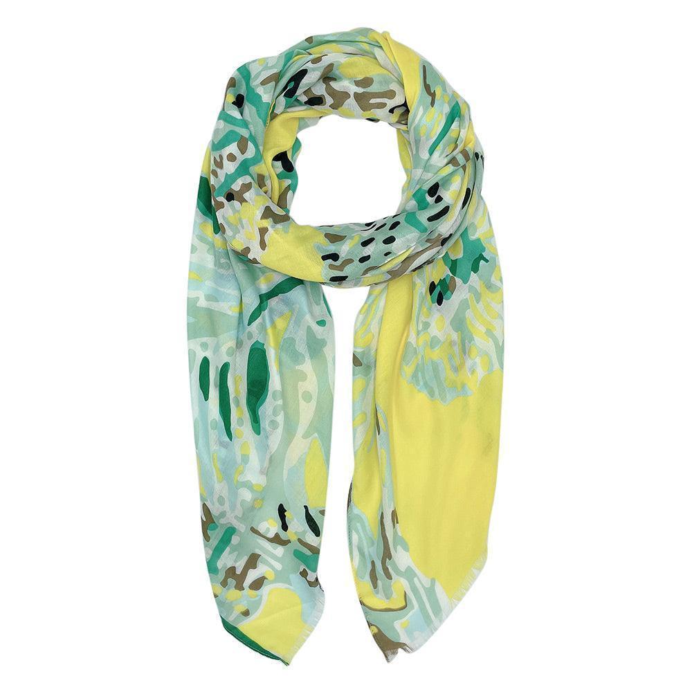 Yellow Floral Printed Oblong Scarf - Jewelry Store by Erik Rayo