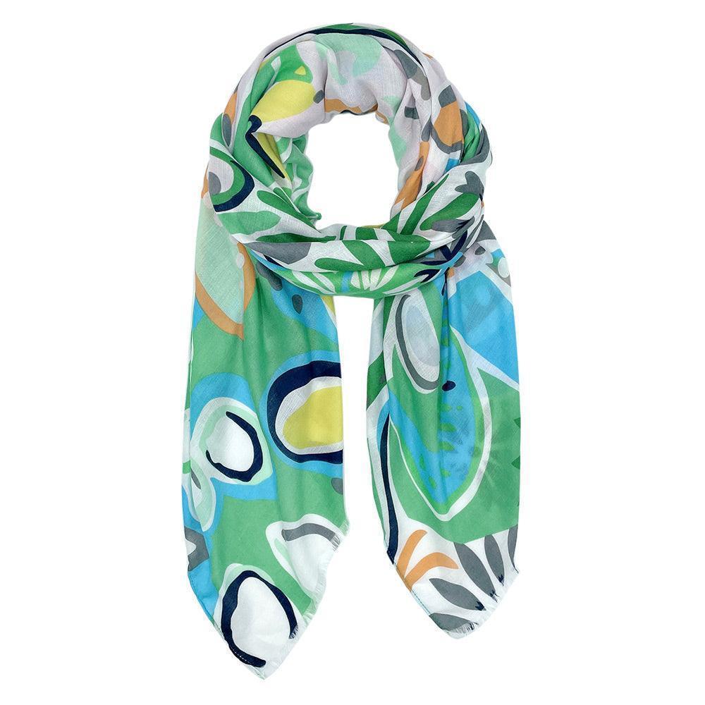 Orange Tropical Floral Printed Oblong Scarf - Jewelry Store by Erik Rayo