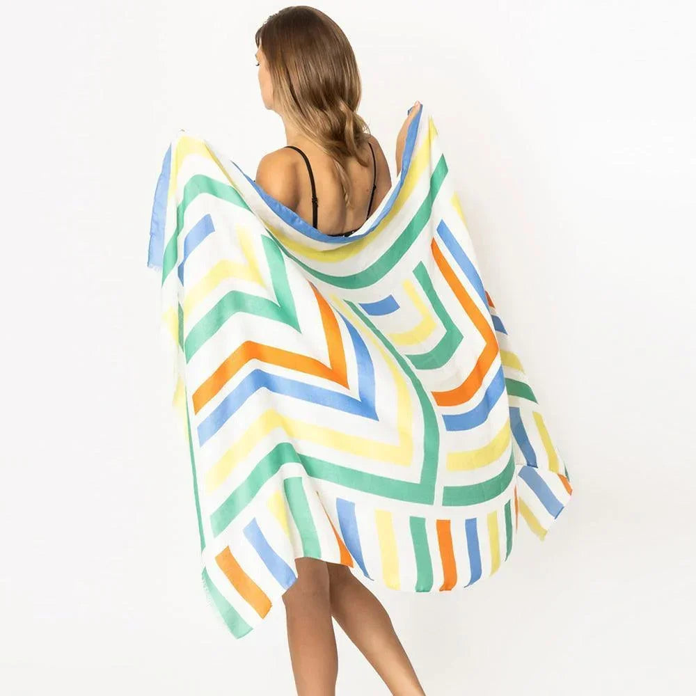 Orange Abstract Printed Oblong Scarf - Jewelry Store by Erik Rayo