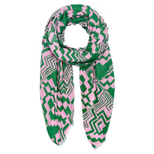 Load image into Gallery viewer, Pink Geometric Printed Oblong Scarf
