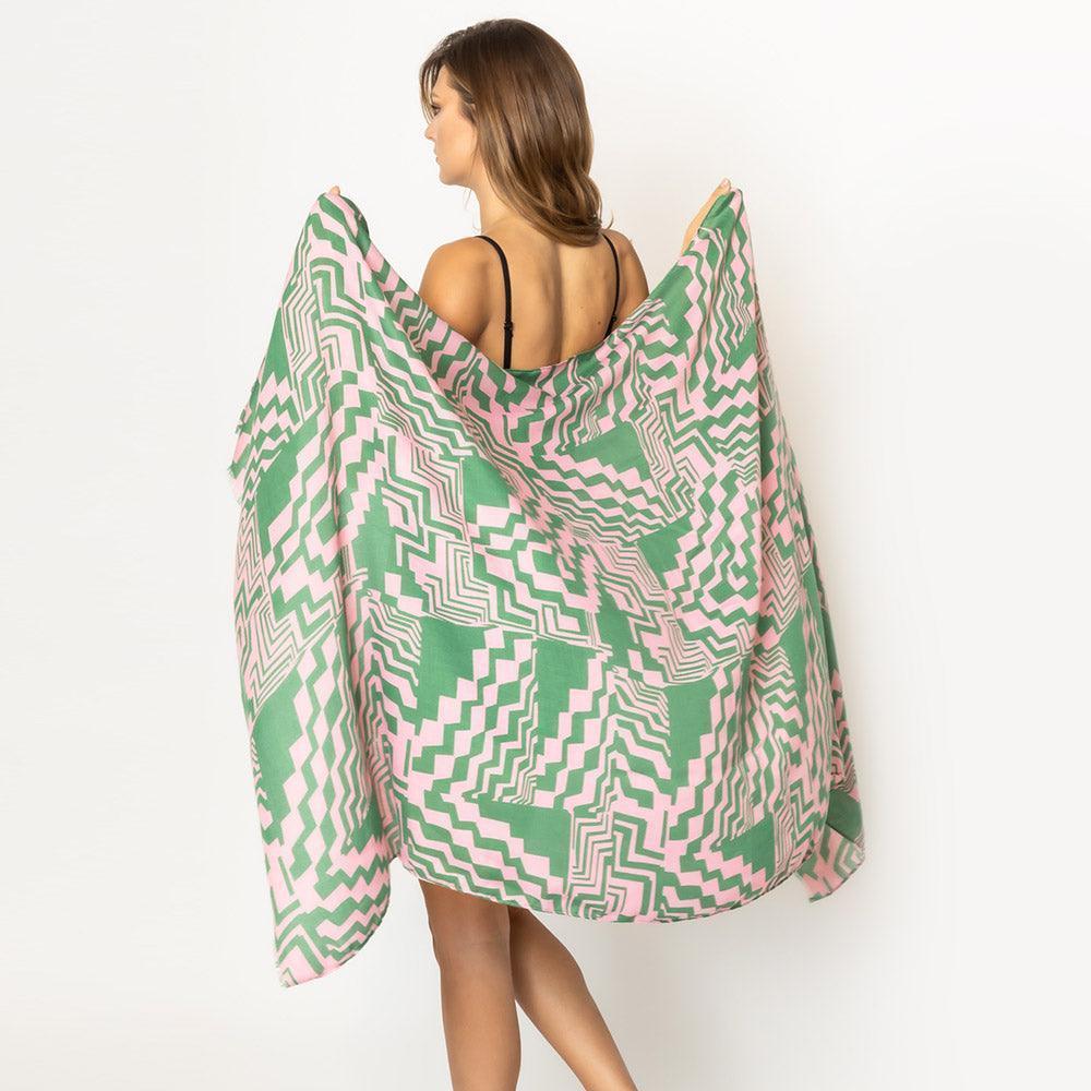 Pink Geometric Printed Oblong Scarf - Jewelry Store by Erik Rayo