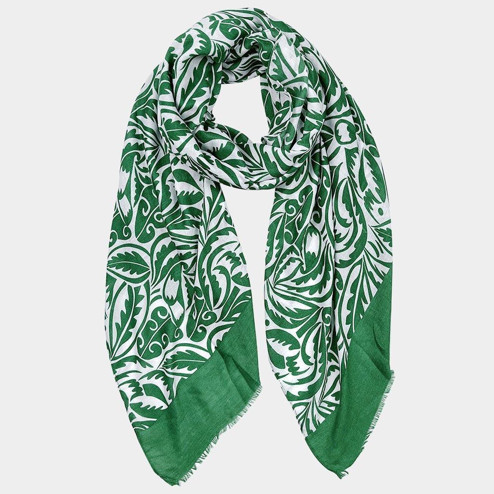 Green Floral Paisley Printed Oblong Scarf - Jewelry Store by Erik Rayo