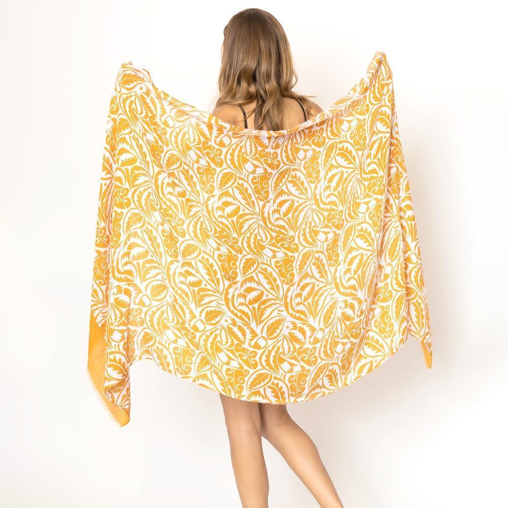 Mustard Floral Paisley Printed Oblong Scarf - Jewelry Store by Erik Rayo