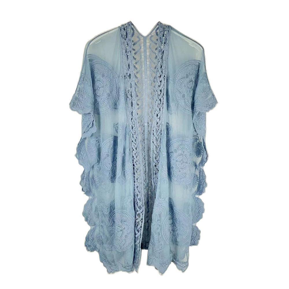 Blue Lace Kimono Poncho - Jewelry Store by Erik Rayo