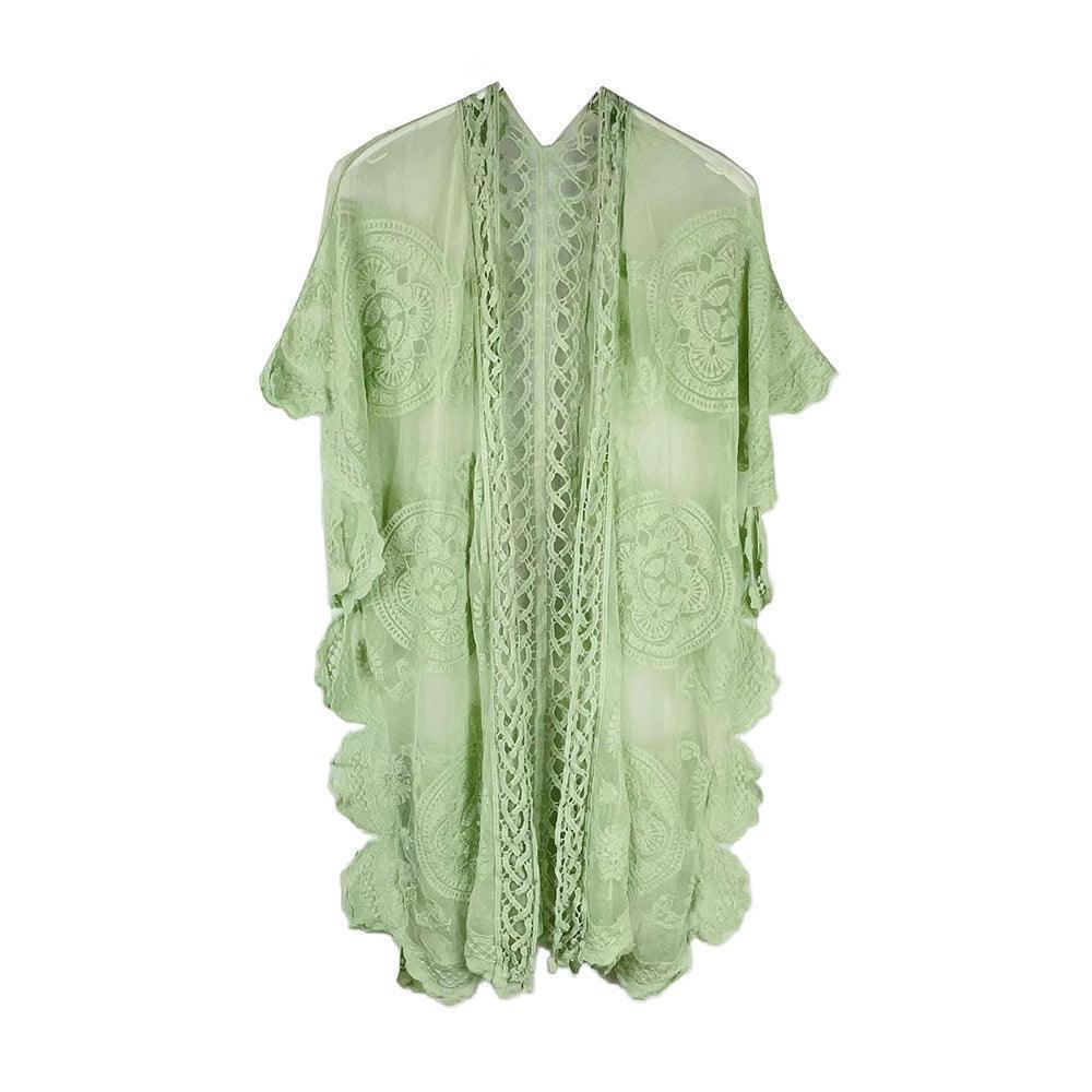 Green Lace Kimono Poncho - Jewelry Store by Erik Rayo