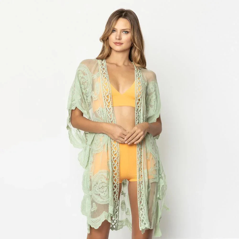 Green Lace Kimono Poncho - Jewelry Store by Erik Rayo