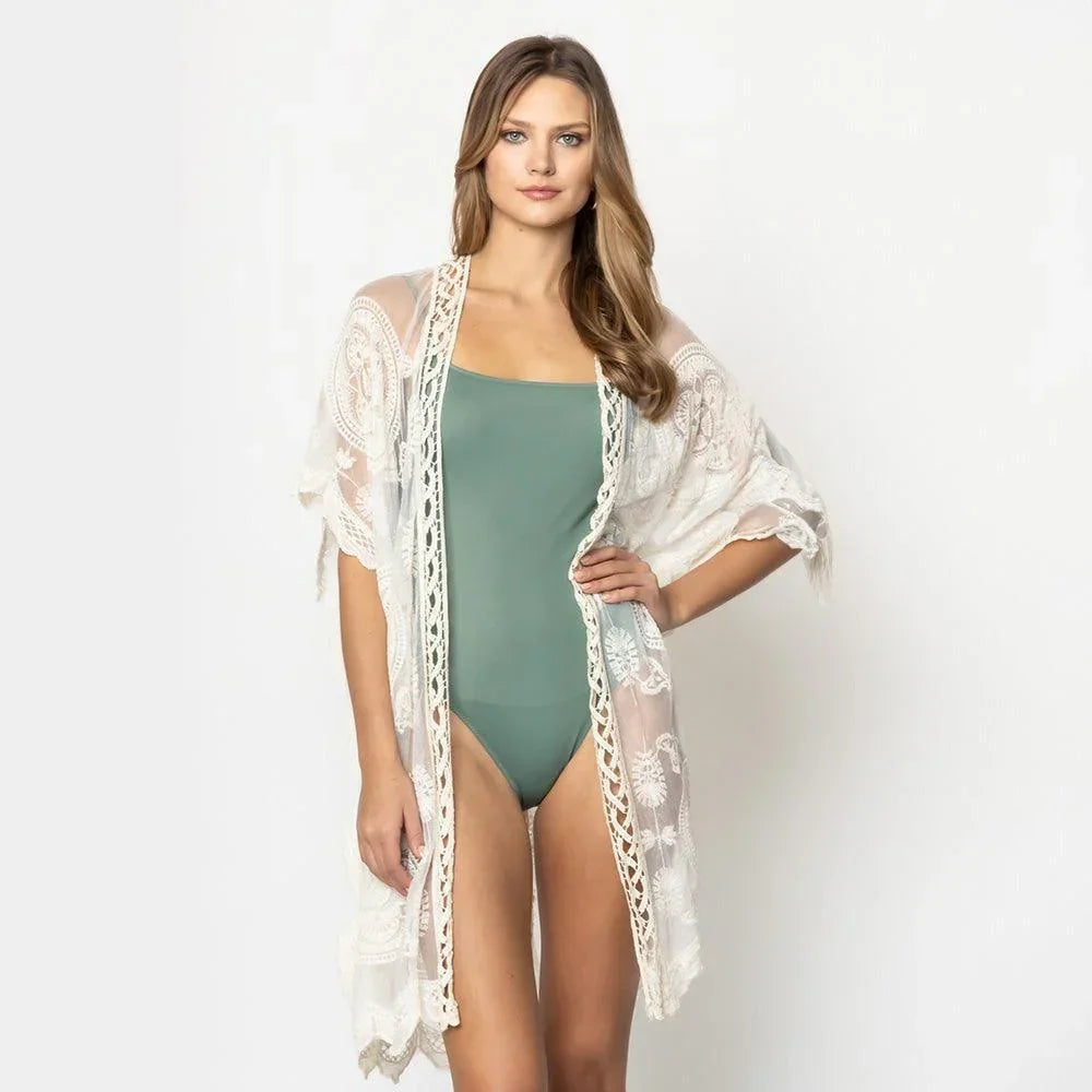 Ivory Lace Kimono Poncho - Jewelry Store by Erik Rayo