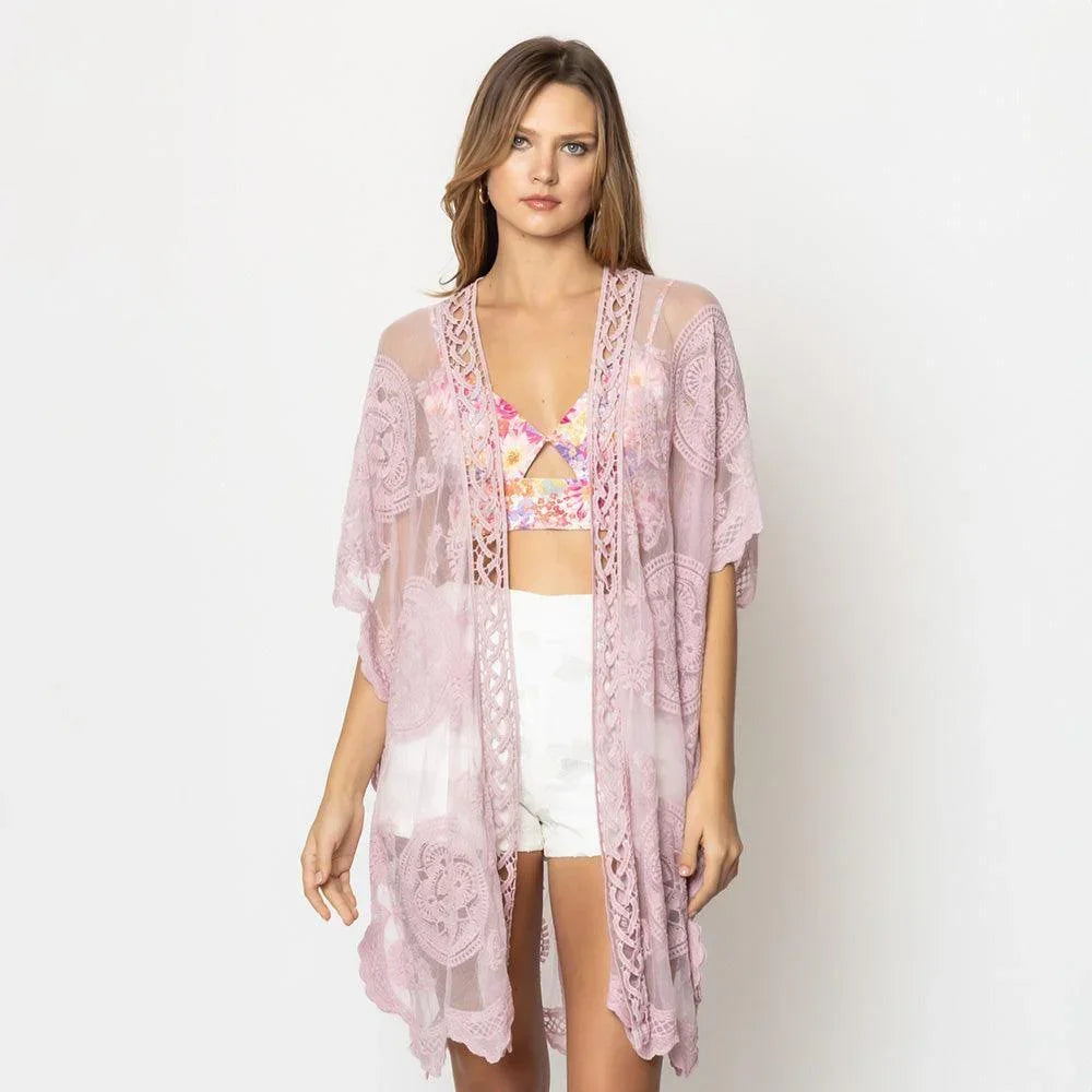Pink Lace Kimono Poncho - Jewelry Store by Erik Rayo