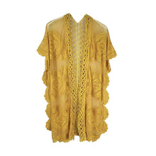 Load image into Gallery viewer, Yellow Lace Kimono Poncho
