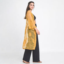 Load image into Gallery viewer, Mustard Butterfly Lace Cover Up Kimono Poncho
