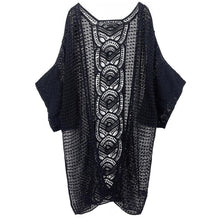 Load image into Gallery viewer, Black Bohemian Pattern Crochet Cardigan
