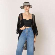 Load image into Gallery viewer, Black Bohemian Pattern Crochet Cardigan
