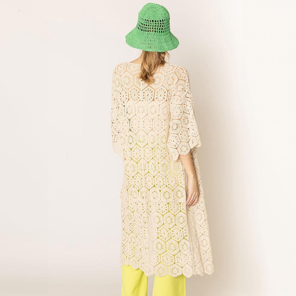 Ivory Crochet Long Cover Up Poncho - Jewelry Store by Erik Rayo